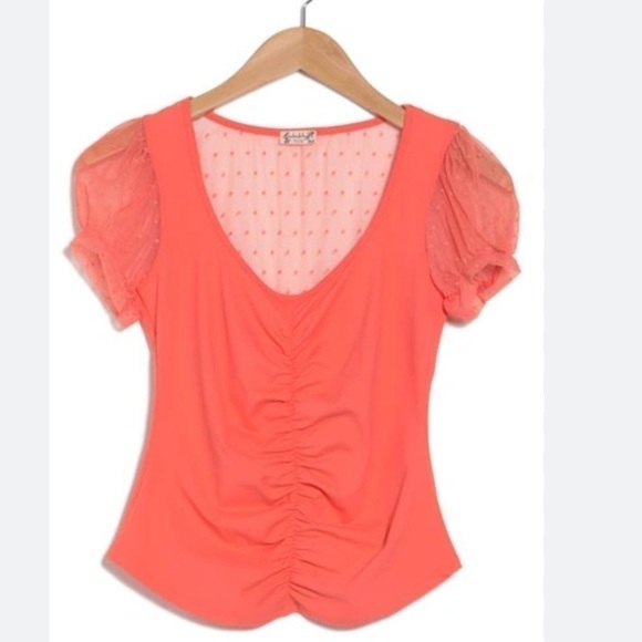 NWT Free People  Blush Up Ruched Blouse Size XS color: Lipgloss - Picture 1 of 3